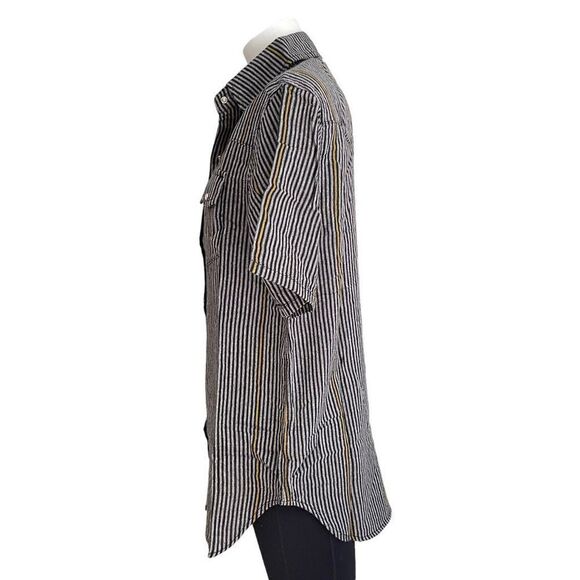 FREE PEOPLE X Sandrine Rose Pinstripe Britany Button Down Shirt size small New - Picture 3 of 8